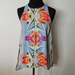EUC Cover Canyon Women's Lightweight Floral Hi-Low Tank Top Open Back Blouse S